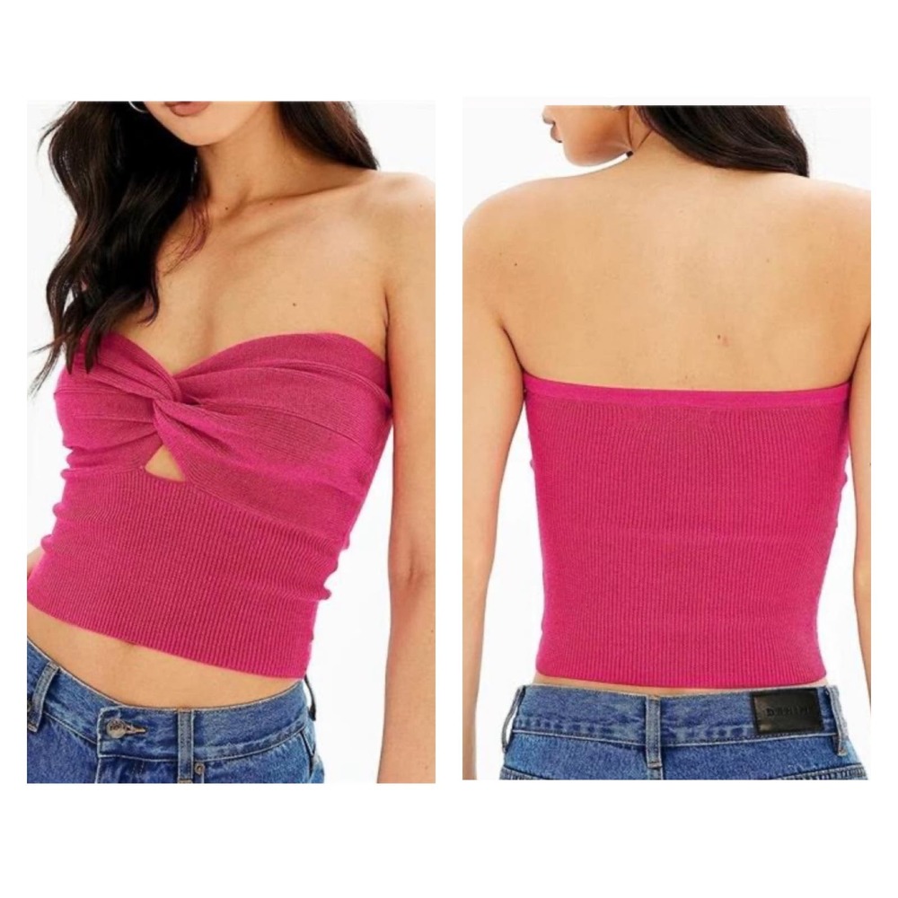 NWT EFAN Womens Cut Out Twist Knot Front Tube Top Sz Small